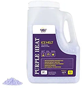 Purple Heat Premium Snow and Ice Melt: Quad Blend (-15°F / -21.6°C) Safe for Pets, Surfaces, Vegetation (12LB Shaker Jug) The Original Purple Stuff